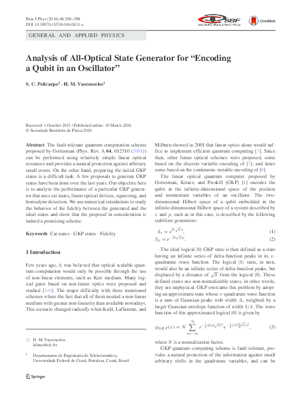 (PDF) Analysis of All-Optical State Generator for 