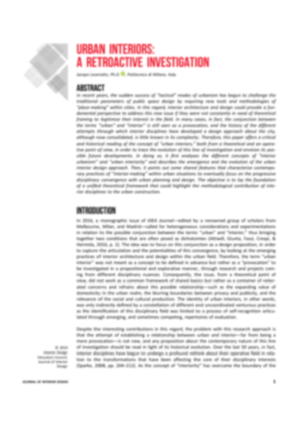 Pdf Urban Interiors A Retroactive Investigation Journal Of Interior Design Vol 44 3 161 171 2019 Https Doi Org 10 1111 Joid 12153 Jacopo Leveratto Academia Edu