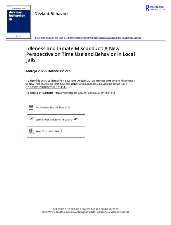 (PDF) Idleness and Inmate Misconduct: A New Perspective on Time Use and ...
