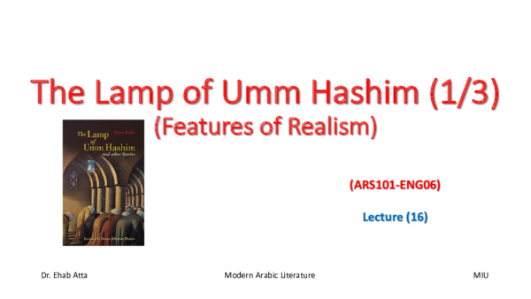 (PDF) The Lamp of Umm Hashim (1/3) (Features of Realism)