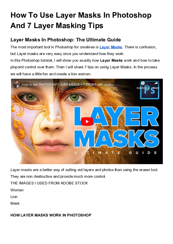 (PDF) How To Use Layer Masks In And 7 Layer Masking Tips