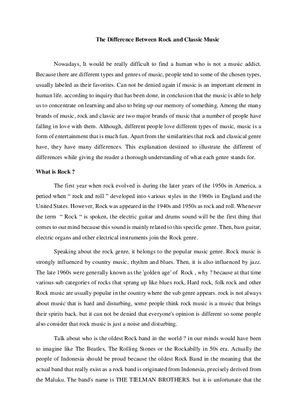 (DOC) The Difference Between Rock and Classic Music ( Comparing