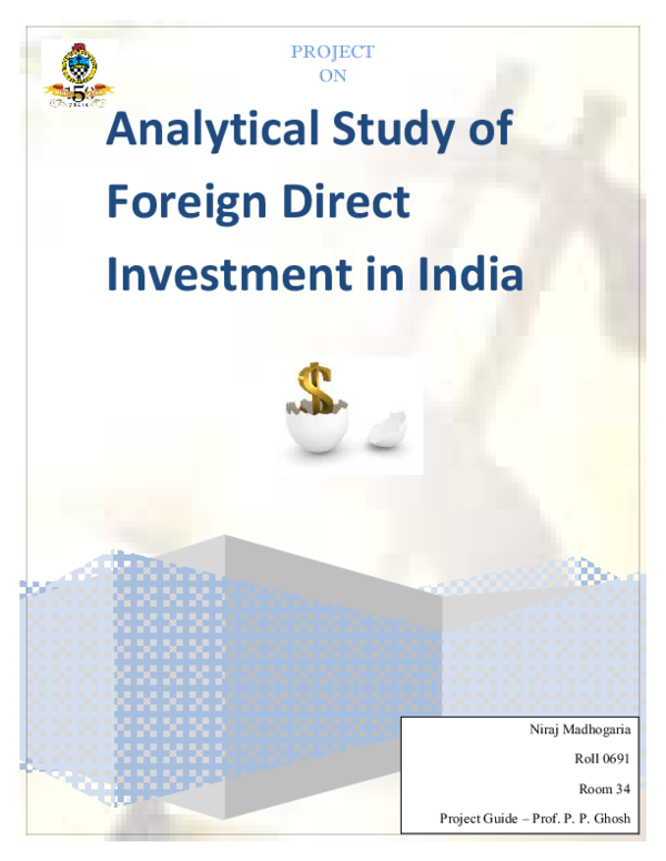 (PDF) Analytical Study of Foreign Direct Investment in India (1)