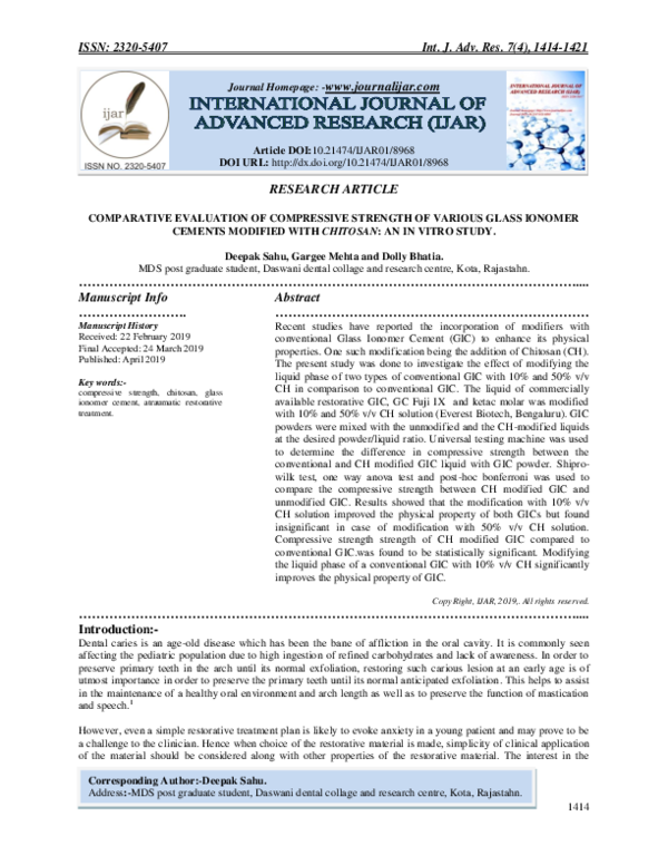(PDF) COMPARATIVE EVALUATION OF COMPRESSIVE STRENGTH OF VARIOUS GLASS