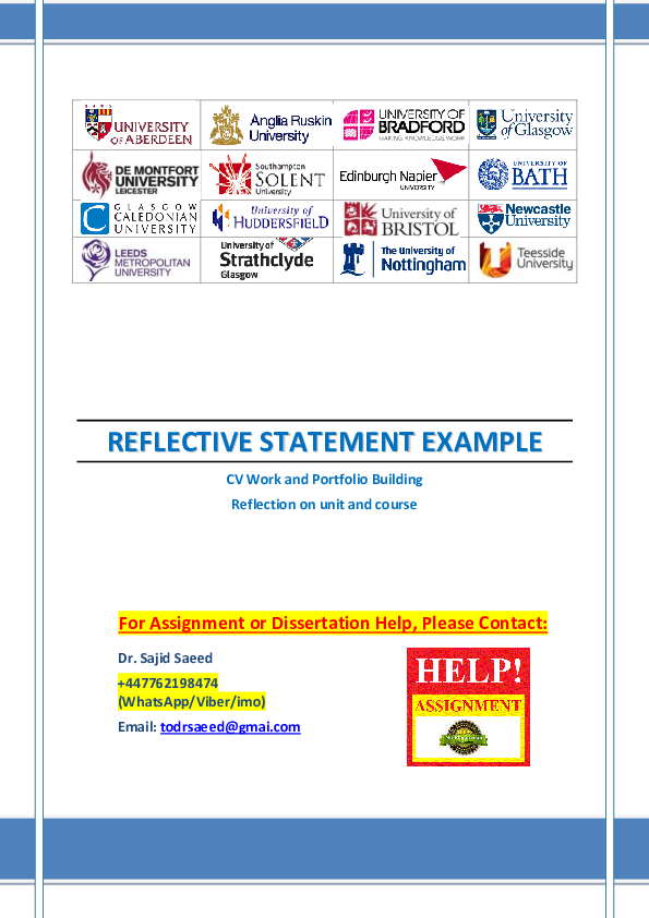 (DOC) REFLECTIVE STATEMENT EXAMPLE