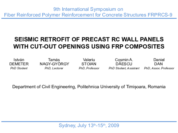 (PDF) SEISMIC RETROFIT OF PRECAST RC WALL PANELS WITH CUT-OUT OPENINGS ...