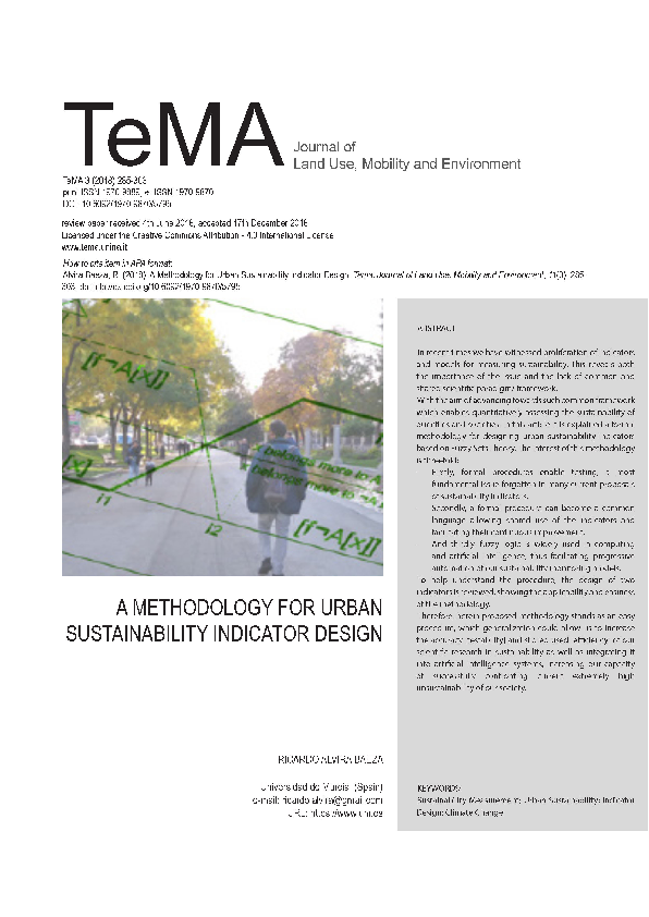 (PDF) A methodology for urban sustainability indicator design