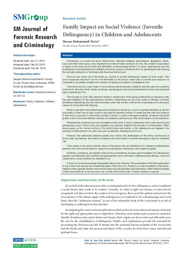 (PDF) Family Impact on Social Violence (Juvenile Delinquency) in ...