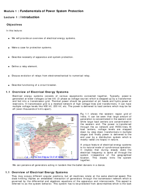 (PDF) Module 1 Fundamentals of Power System Protection shivam