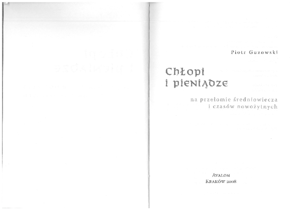 (PDF) Chłopi i pieniądze na przełomie średniowiecza i czasów nowożytnych