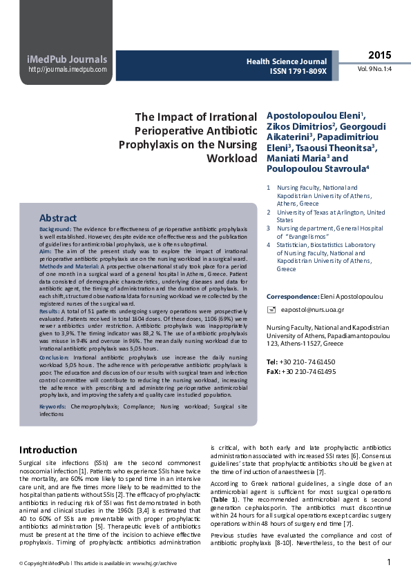 (PDF) The Impact of Irrational Perioperative Antibiotic Prophylaxis on ...