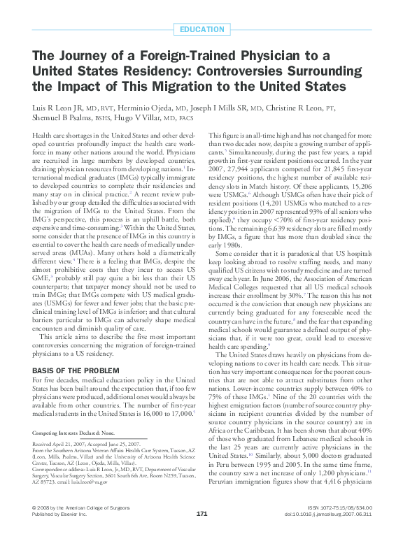 (PDF) The Journey of a Foreign-Trained Physician to a United States ...