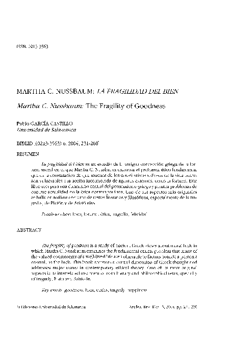 Reseña de pablo garcía castillo 1 La fragilidad del bien