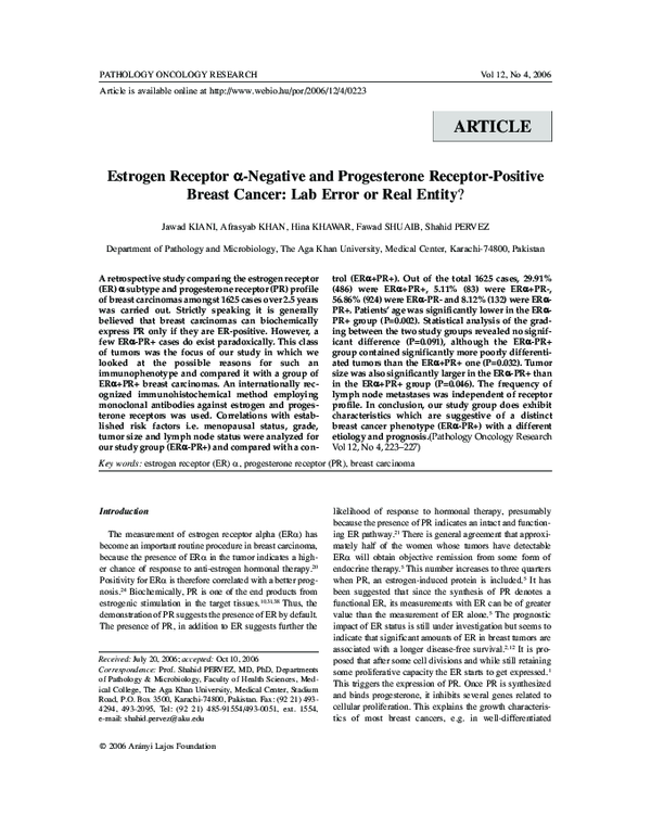 (PDF) Estrogen receptor α-negative and progesterone receptor-positive ...