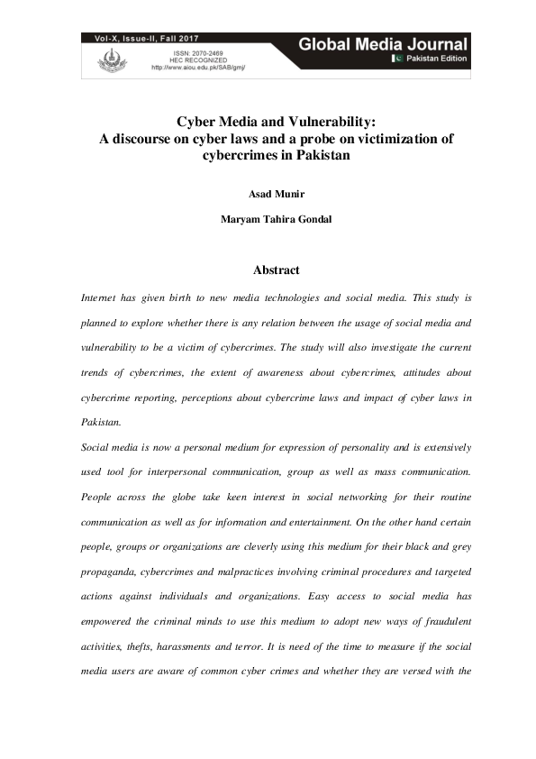 Cyber Crime Law In Pakistan Pdf