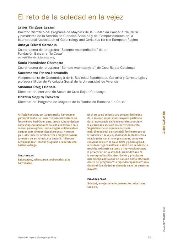 (PDF) El reto de la soledad en la vejez