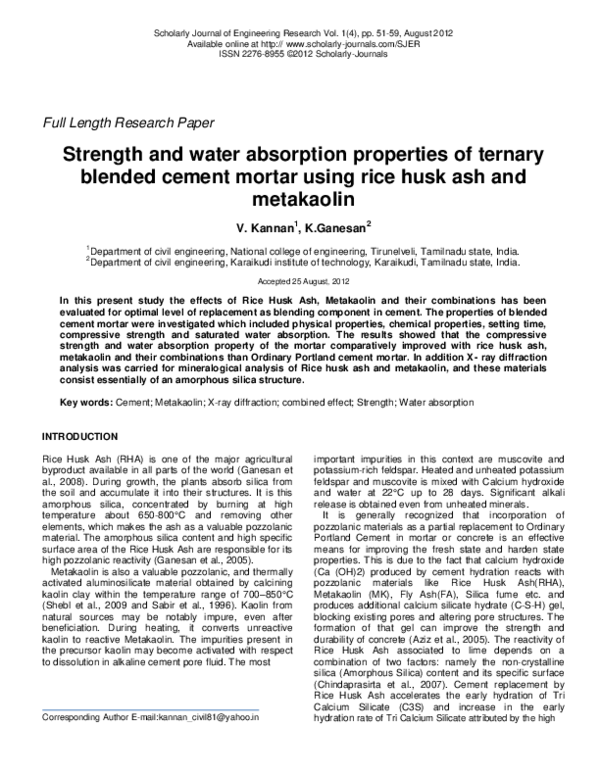 (PDF) Strength and water absorption properties of ternary blended ...