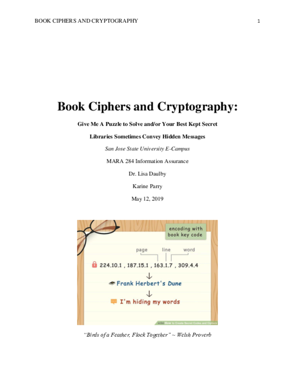 DOC) SJSU MARA284 Final Paper: Book Ciphers and Cryptography 