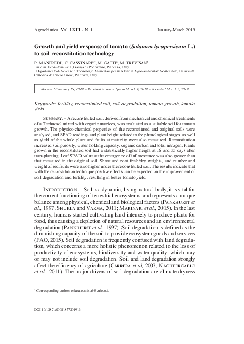 (PDF) Growth and yield response of tomato (Solanum lycopersicum L.) to ...