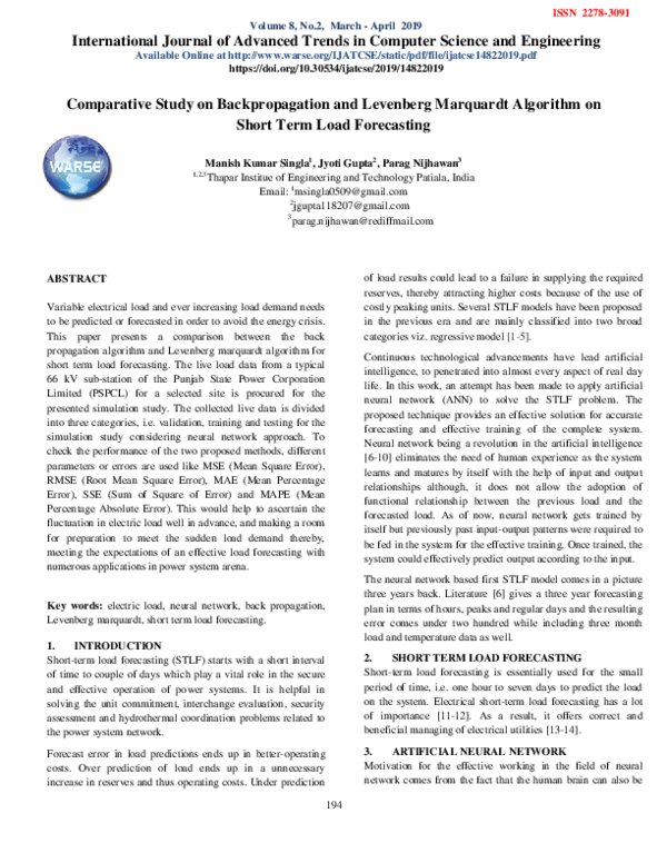 (PDF) Comparative Study on Backpropagation and Levenberg Marquardt ...