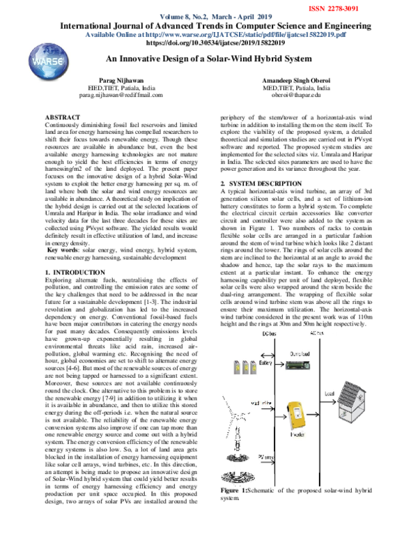 (PDF) An Innovative Design of a SolarWind Hybrid System WARSE The