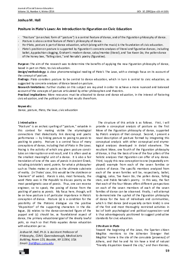 (PDF) Positure in Plato's Laws An Introduction to Figuration on Civic