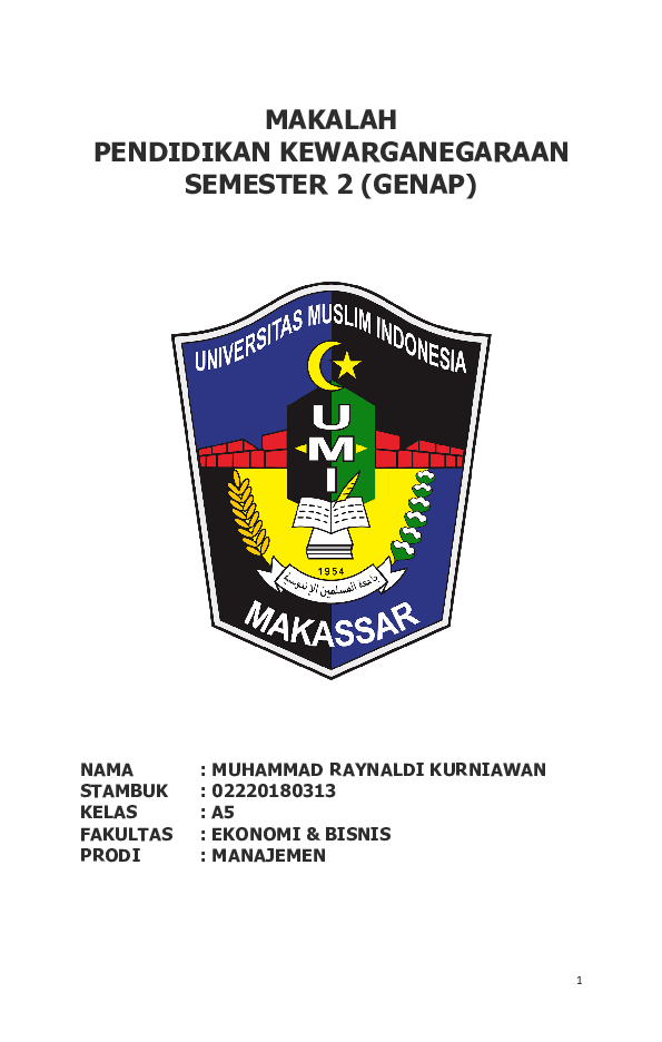 Doc Makalah Pendidikan Kewarganegaraan Semester 2 Albar Gaming Academia Edu