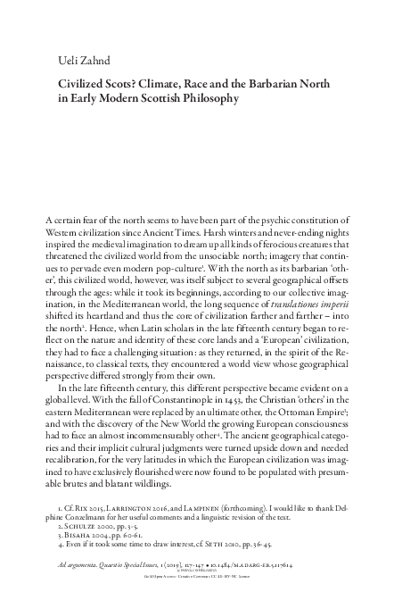 (PDF) Civilized Scots? Climate, Race and the Barbarian North in Early ...