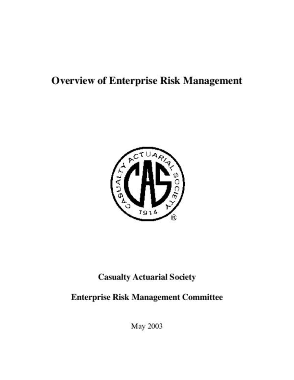 (PDF) Overview of Enterprise Risk Management Casualty Actuarial Society ...