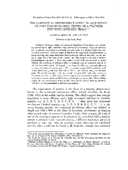 (PDF) THE CONTEXTUAL INTERFERENCE EFFECT IN ACQUISITION O F DART ...