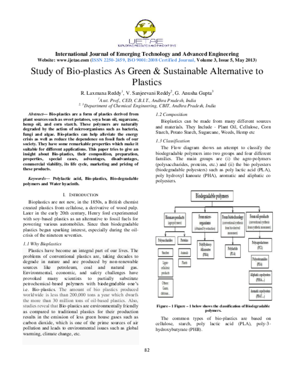 (PDF) Study of Bio-plastics As Green & Sustainable Alternative to Plastics