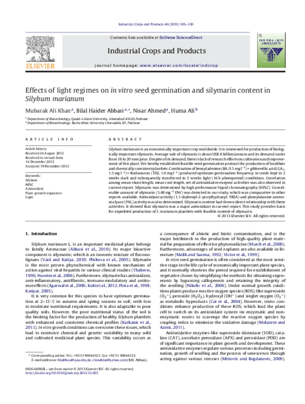 (PDF) Effects of light regimes on in vitro seed germination and ...