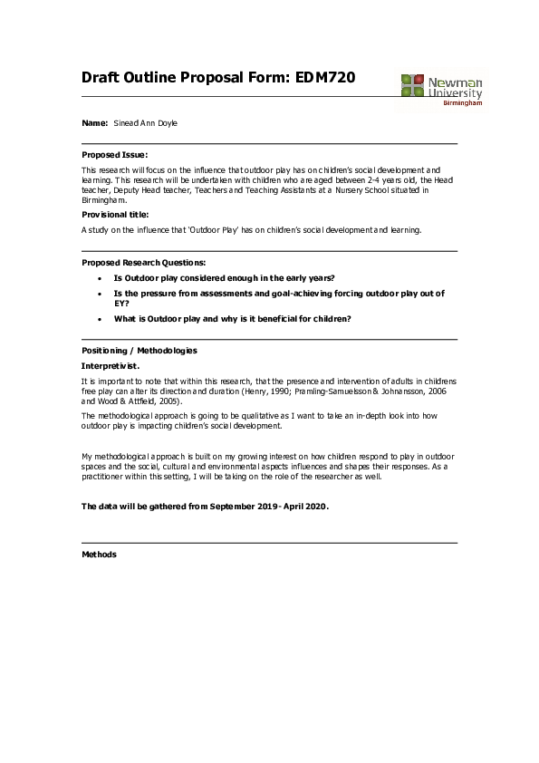 (DOC) Draft Outline EDM720 Proposal Form (1)