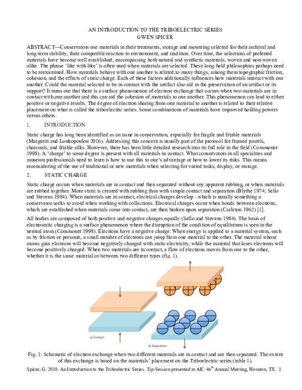 (PDF) AN INTRODUCTION TO THE TRIBOELECTRIC SERIES