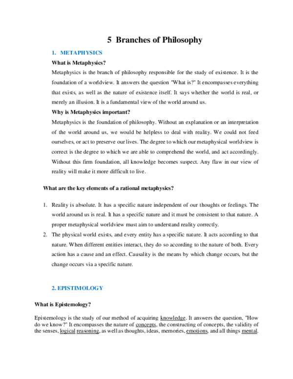 (PDF) 5 Branches of Philosophy Moses Karisa Academia.edu