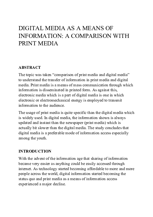 (PDF) DIGITAL MEDIA AS A MEANS OF INFORMATION A COMPARISON WITH PRINT