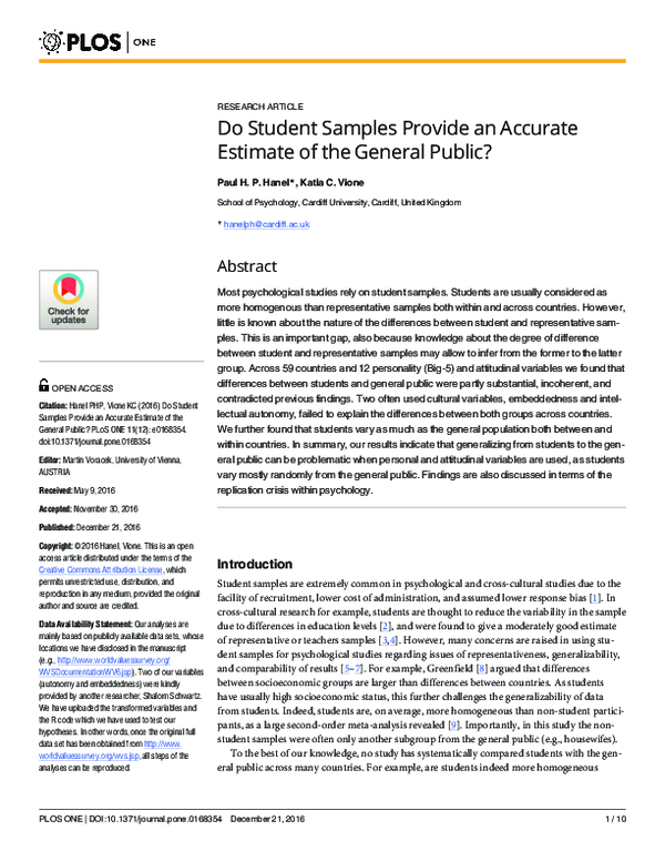 (PDF) Do Student Samples Provide an Accurate Estimate of the General Public
