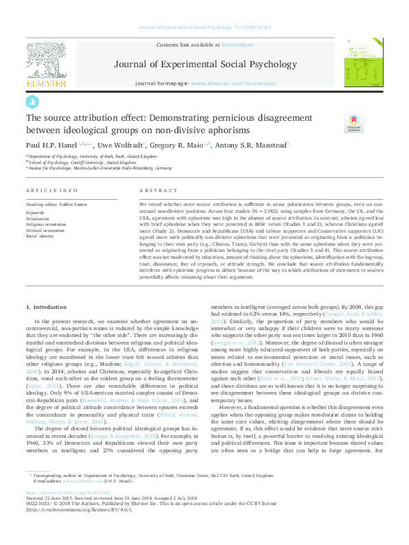 (PDF) The source attribution effect: Demonstrating pernicious ...