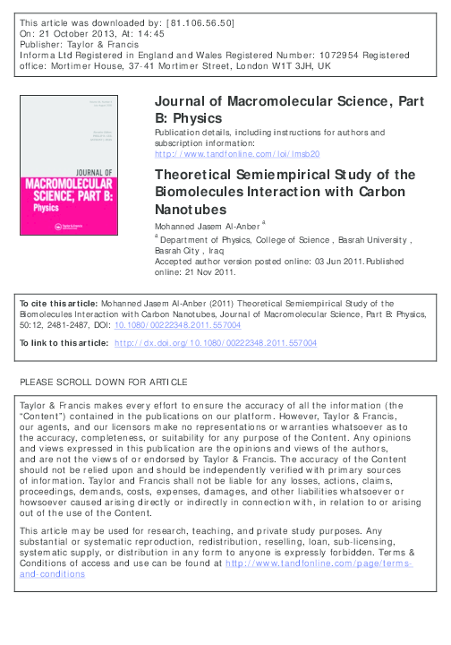 (PDF) Theoretical Semiempirical Study of the Biomolecules Interaction