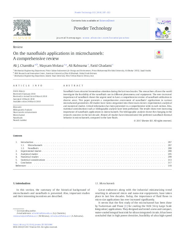 (PDF) On the nanofluids applications in microchannels: A comprehensive ...