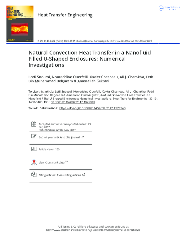 (PDF) Natural Convection Heat Transfer in a Nanofluid Filled U-Shaped ...