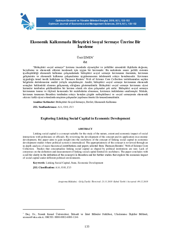 (PDF) Exploring Linking Social Capital in Economic Development