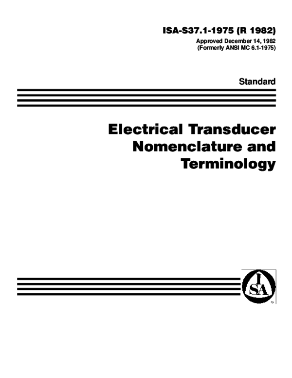 (PDF) Standard Electrical Transducer Nomenclature and Terminology