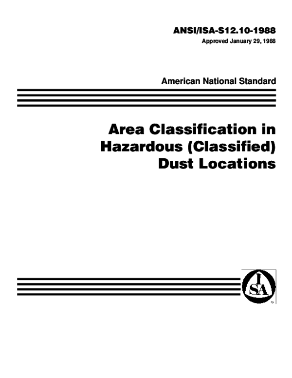(PDF) Area Classification in Hazardous (Classified) Dust Locations