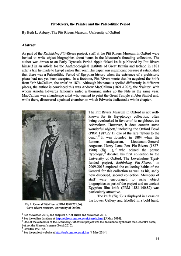(PDF) Pitt-Rivers, the Painter and the Palaeolithic Period