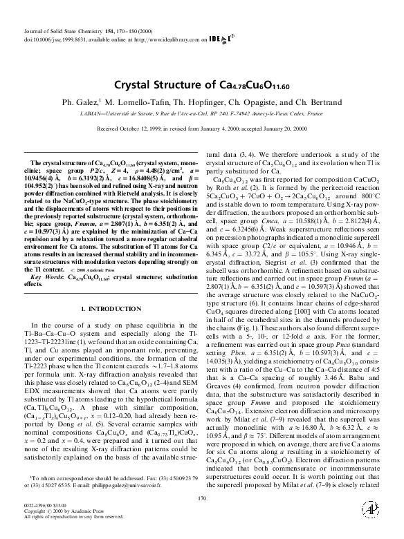 (PDF) Crystal Structure of Ca4.78 Cu6 O11.60