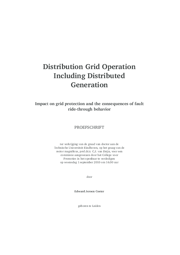 (PDF) Distribution Grid Operation Including Distributed Generation