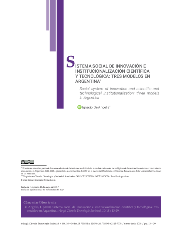 (PDF) Social system of innovation and scientific and technological