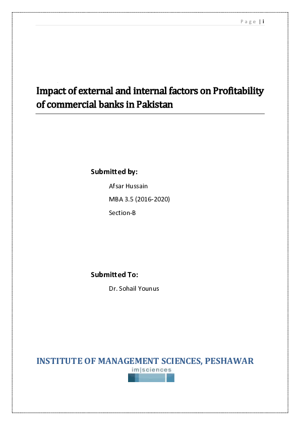 (DOC) Impact of external and internal factors on Profitability of ...