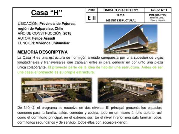 (PDF) Casa "H" MEMORIA DESCRIPTIVA E II TEMA: DISEÑO ESTRUCTURAL